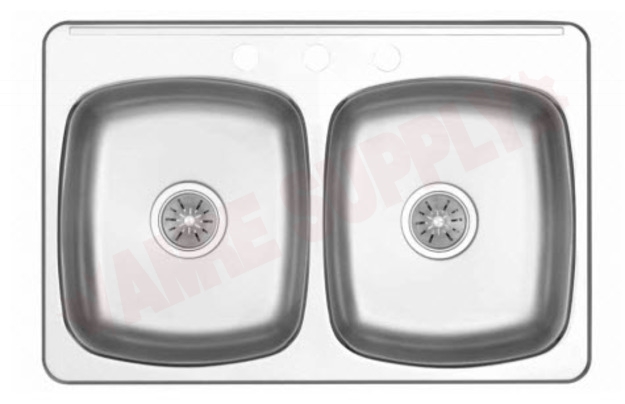 Photo 1 of PDL2031-3 : Kindred Regal Drop-In Kitchen Sink, 2 Bowls, 3 Holes, Stainless Steel