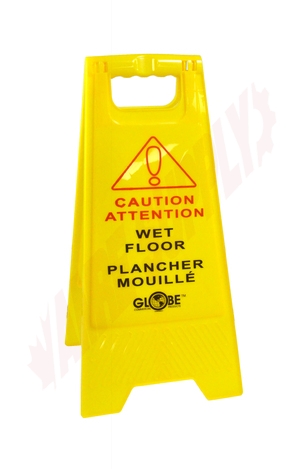 Photo 1 of 7112 : Globe Caution Wet Floor Sign, English/French