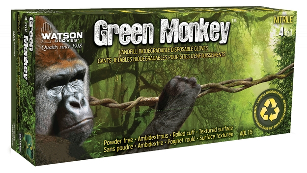 Photo 3 of 5558PF-XL : Watson Green Monkey 4mil Nitrile Biodegradable Powder-Free Gloves, Extra Large, 50/Box