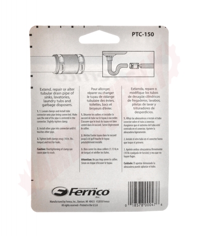 Photo 7 of TC-150 : Fernco 1-1/4 or 1-1/2 Tubular Drain Pipe Connector