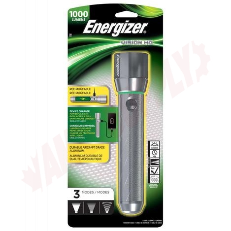 Photo 2 of ENPMHRL7 : Energizer Vision HD USB Rechargeable Metal Flashlight, 1000 Lumens