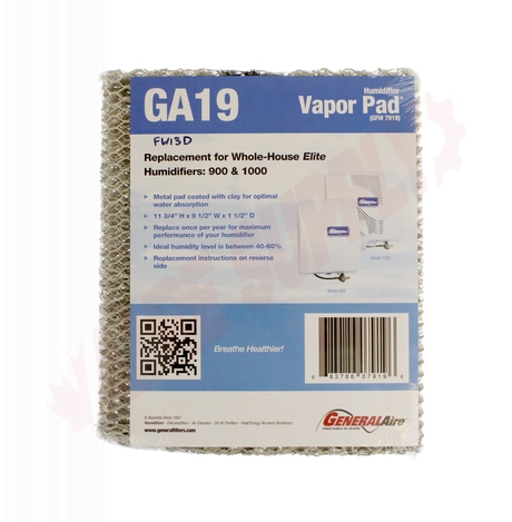 Photo 2 of GF-GA900 : GeneralAire Humidifier Pad, 900/1000, 11-3/4 x 9-1/2