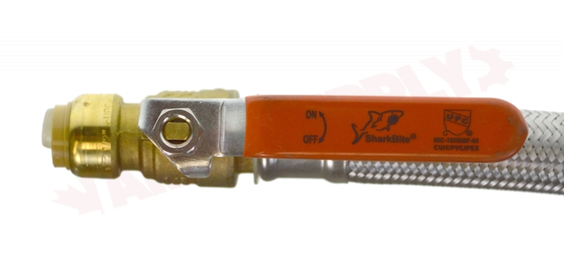 Photo 3 of U3568FX18BLCA : SharkBite Lead-Free Hot Water Tank 18 Flexible Connector with Ball Valve, 1/2 x 3/4