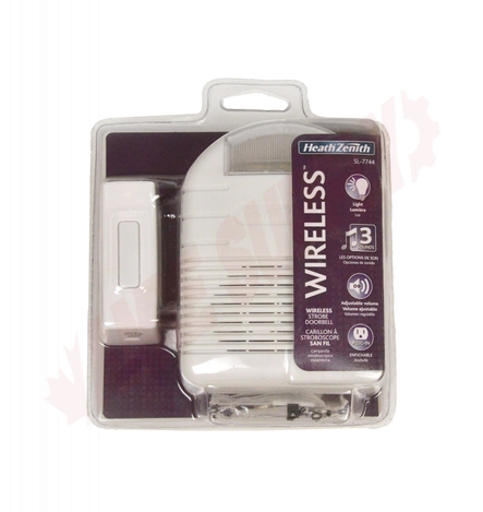 Photo 2 of SL-6144-A : Heath Zenith Wireless Plug-in Flashing Strobe Door Chime Kit, 1 Button, White