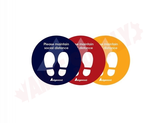 Photo 2 of SDS300003 : Edgewood Social Distancing Sticker, Bilingual, Red, 12 x 12, 12/Pack
