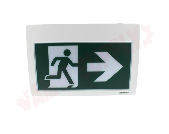 Photo 1 of RMPN0WH-IB : Stanpro Exit Sign, Running Man, Thermoplastic, 90 Minute Self-Powered LED, Universal Faces