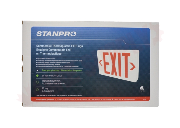 Photo 10 of SLEXPCOWH : Stanpro Exit Sign, Commercial, Thermoplastic, AC/DC