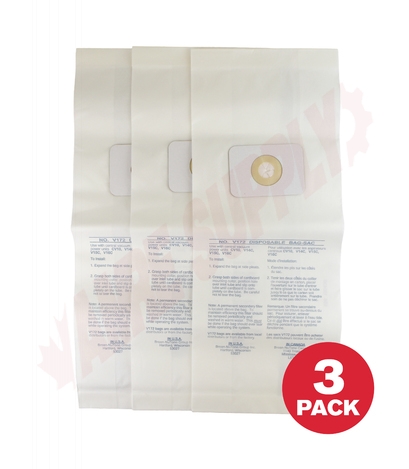 Photo 1 of V172-3 : Broan Nutone Central Vacuum Disposable Bags, 3/Pack