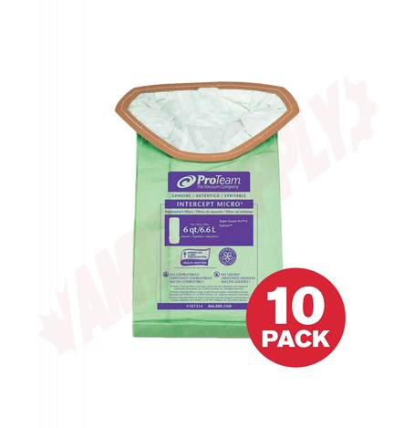 Photo 1 of 107314 : ProTeam Vacuum Bags, Fit Backback Pro 6, Micro Filter, 10/Pack