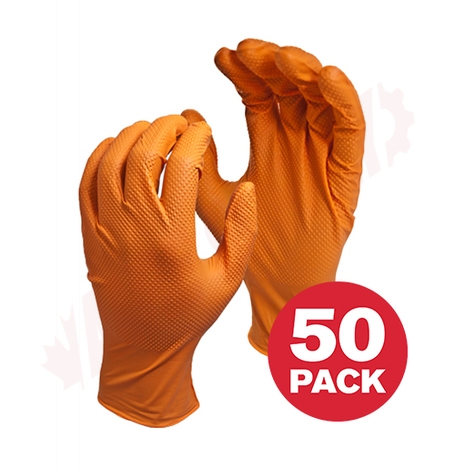 Photo 1 of 5557PF-L : Watson Monkey Wrench Orange Heavyweight Nitrile Powder Free Gloves, Large, 50/Box