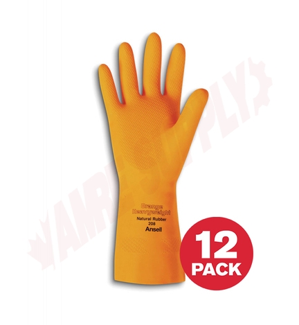 Photo 1 of 208-L : Ansell Heavyweight Rubber Gloves, Large, 12/Pack
