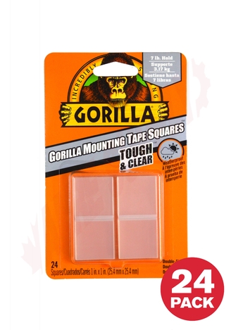 Photo 1 of 6069301 : Gorilla Mounting Tape Pre-Cut Squares, 1 x 1, 24 Per Pack