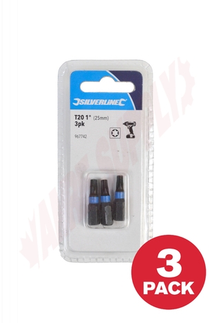 Photo 1 of 967742 : Silverline Impact Driver Bit, T20, 1, 3/Pack