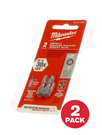 Photo 1 of 48-32-4422 : Milwaukee 2-Piece #2 Square Recess Shockwave 1 Bits