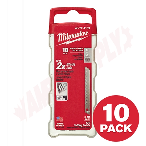 Photo 1 of 48-22-1109 : Milwaukee General Purpose Snap Blades, 9mm, 10/Pack