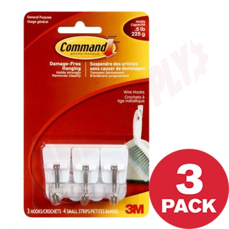 Photo 1 of 17067C : 3M Command Adhesive Wire Hooks, 3/Pack