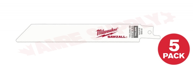 Photo 1 of 48-00-5186 : Milwaukee Sawzall Blades, 6 24TPI, 5/Pack