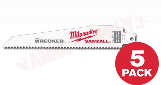 Photo 1 of 48-00-5701 : Milwaukee 5-Pack The Wrecker Sawzall Blades, 6 8TPI