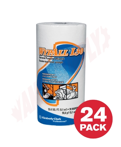 Photo 1 of 05843 : WypAll L30 General Purpose Perforated Wipers, 2 Ply, 70 Sheets/Roll, 24 Rolls/Case