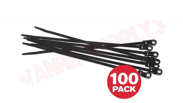 Photo 1 of CT0850MH-X-C : WiringPro 8.0 50lb Mounting Hole Cable Tie, Black, 100/Package