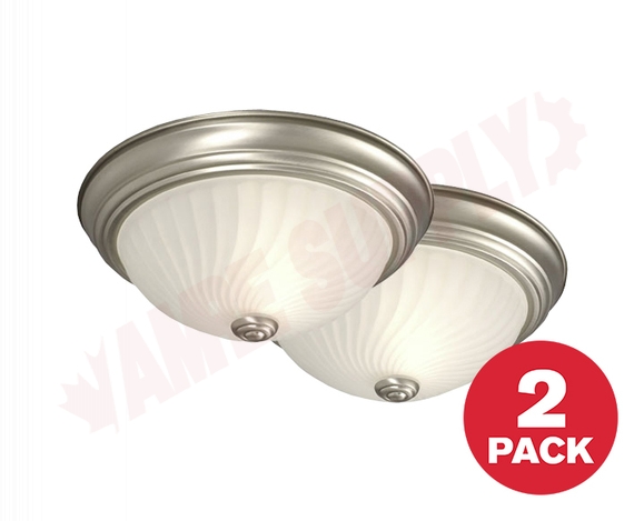 Photo 1 of 635278PTR/2 : Galaxy Lighting 11 Flush Mount, Pewter Finish, Frosted Swirl, 2x40W, 2/Pack