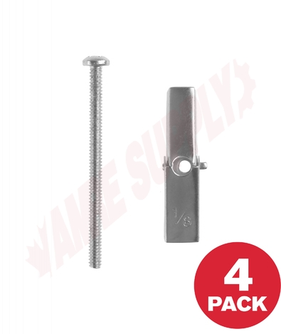 Photo 1 of STZ182VMK : Reliable Fasteners Drywall, Tile & Plaster Spring Toggle Bolt, 1/8 x 2, 4/Pack