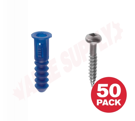 Photo 1 of PAS14VP : Reliable Fasteners Plastic Anchor With Screw, #8-9-10 x 1/4, 50/Pack