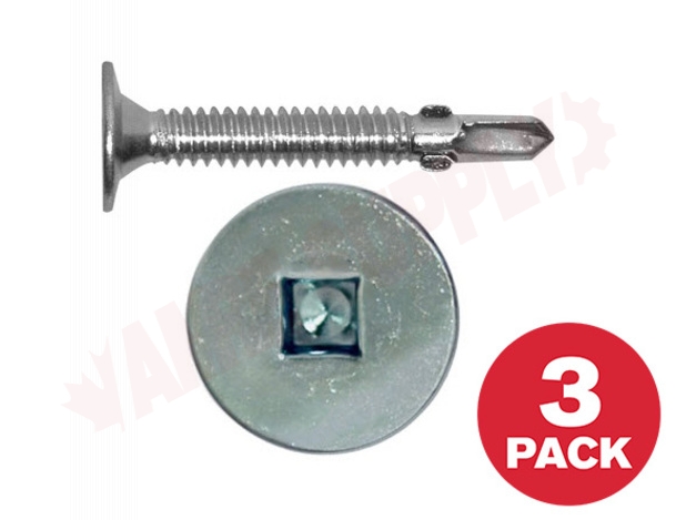 Photo 1 of WKRTZ122MR : Reliable Fasteners Wood to Metal Screw, Wafer Head, Self Tapping with Reamer, #12 x 2, 3/Pack
