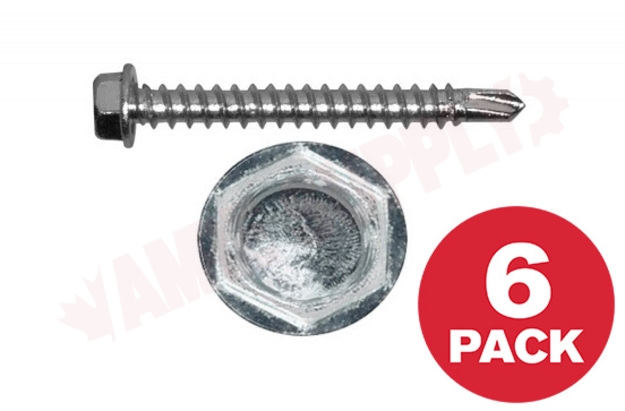 Photo 1 of HTZ121MR : Reliable Fasteners Metal Screw, Hex Head, #12 x 1, 6/Pack