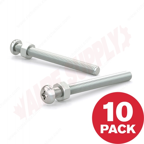Photo 1 of PSBZ102434MR : Reliable Fasteners Machine Screw, Pan Head with Nut, #10 - 24 TPI x 3/4, 10/Pack 