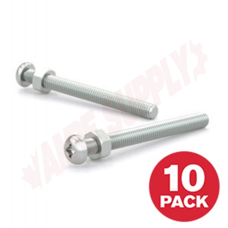 Photo 1 of PSBZ102412MR : Reliable Fasteners Machine Screw, Pan Head with Nut, #10 - 24 TPI x 1/2, 10/Pack