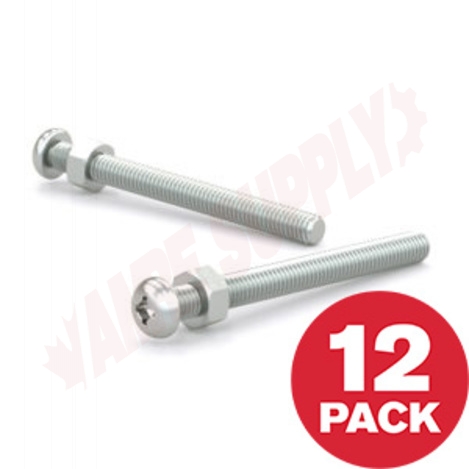 Photo 1 of PSBZ63234MR : Reliable Fasteners Machine Screw, Pan Head with Nut, #6 - 32 TPI x 3/4, 12/Pack
