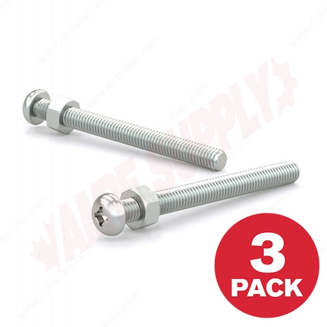 Photo 1 of PSBZ143MR : Reliable Fasteners Machine Screw, Pan Head with Nut, 1/4 - 20 TPI x 3, 3/Pack 