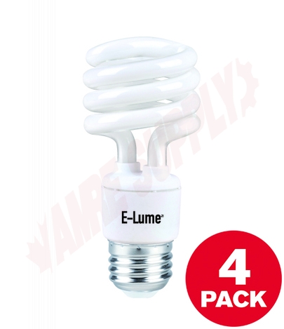 Photo 1 of 61025 : 13W T2 Spiral CFL Lamp, 3000K, 4/Pack