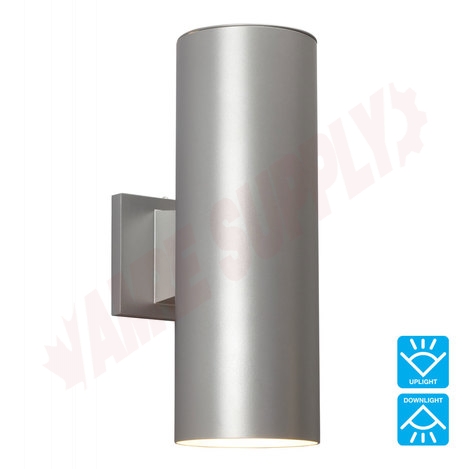 Photo 1 of L323042MS : Galaxy Lighting 2-Light Outdoor Wall Light With MS AC LED Dimmable, Cast Aluminum, Clear Tempered Glass, Matte Silver, 1X15W