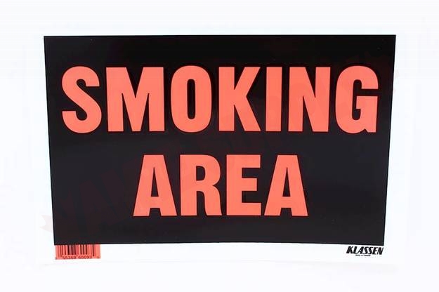 Photo 1 of 1170511 : Klassen Plastic Smoking Area Sign, 8 x 12