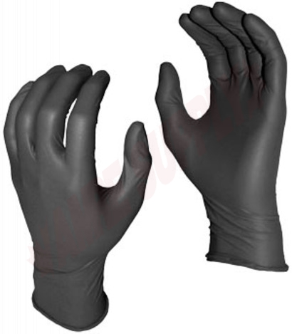 Photo 2 of 5554PF-S : Watson Grease Monkey Black Nitrile Disposable Gloves, Small, 5mil, 100/Box