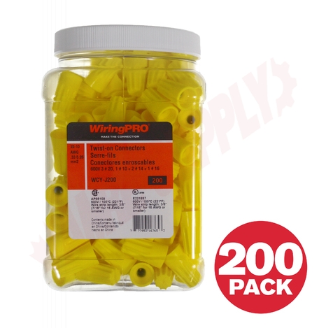 Photo 1 of WCY-J200 : WiringPro 22-10 Twist-On Wire Connectors, Yellow, Thermoplastic, 200/Package