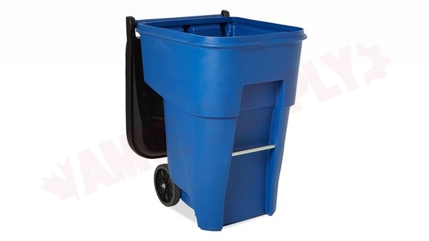 Photo 1 of 9W2273BLUE : Rubbermaid Brute Rollout Container, 95 Gallon, Blue
