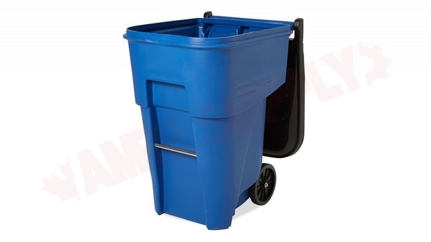 Photo 2 of 9W2273BLUE : Rubbermaid Brute Rollout Container, 95 Gallon, Blue