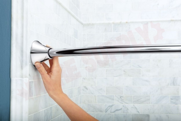 Photo 6 of CSR2172CH : Moen Adjustable Tension Curved Shower Rod, Chrome, 60