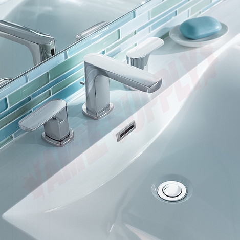 Photo 3 of T6920 : Moen Rizon 2-Lever Handle Widespread Lavatory Faucet Trim, Chrome (Less Valve)