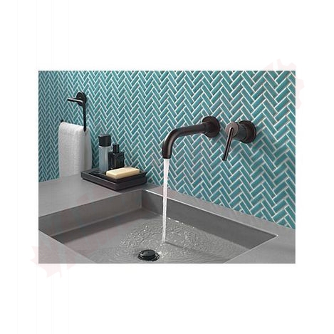 Photo 3 of T3559LF-BLWL : Delta Trinsic Single Handle Wall Mount Bathroom Faucet Trim, Matte Black 