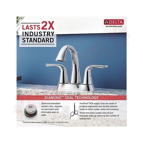 Photo 4 of 2538-MPU-DST : Delta Lahara Two Handle Centerset Bathroom Faucet, Chrome