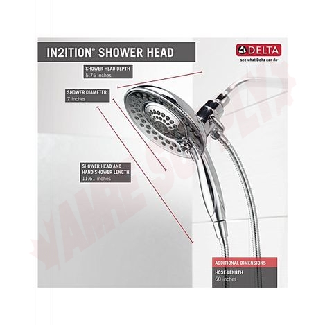 Photo 9 of 58569-PK : Delta Universal Showering In2ition 5-Setting Two-in-One Shower, Chrome