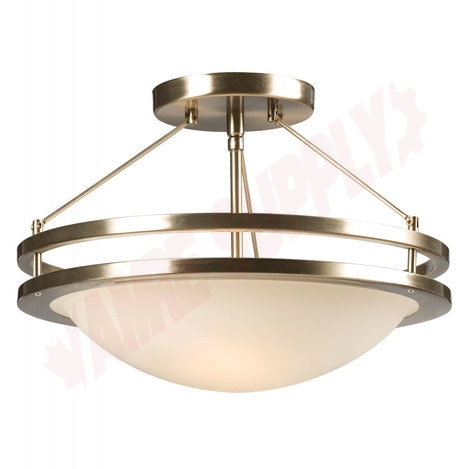 Photo 1 of 601322BN : Galaxy Lighting Semi-Flush Mount Brushed Nickel with Frosted White Glass, 2x100W