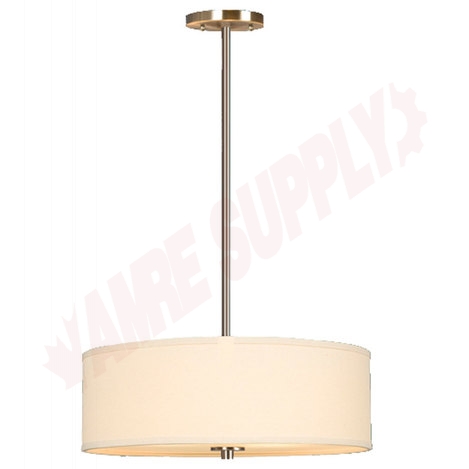 Photo 1 of 913041BN : Galaxy Lighting 18 Ansley Pendant, Brushed Nickel, Off-White Linen Shade, 4x60W