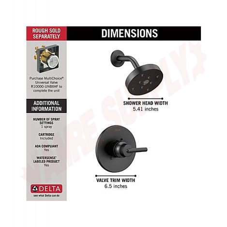 Photo 4 of T14259-BL : Delta Trinsic Monitor 14 Series H2Okinetic Shower Faucet Trim, Black