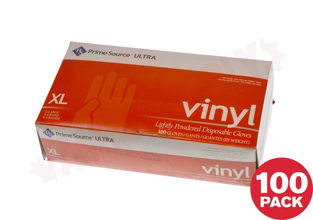 Photo 1 of 57760267 : Prime Source Vinyl Gloves, Powdered, Extra-Large, 100/Box