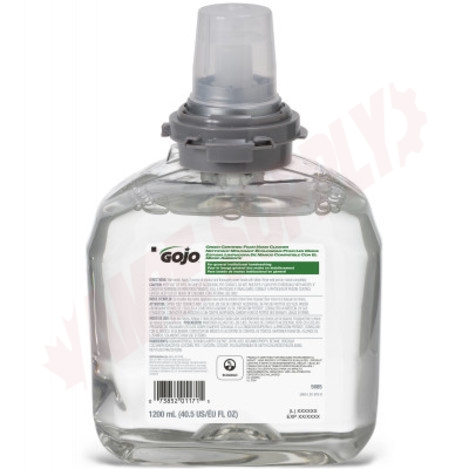 Photo 2 of 5665-02-GET00TQ : Gojo Green Certified Foam Hand Cleaner TFX Refill, 1200ml, 2/Case